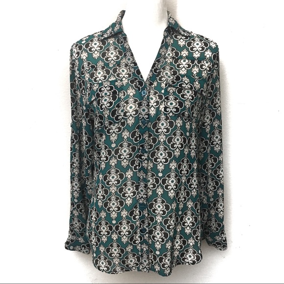 💎 NY&C Damask chiffon button down - Picture 2 of 8